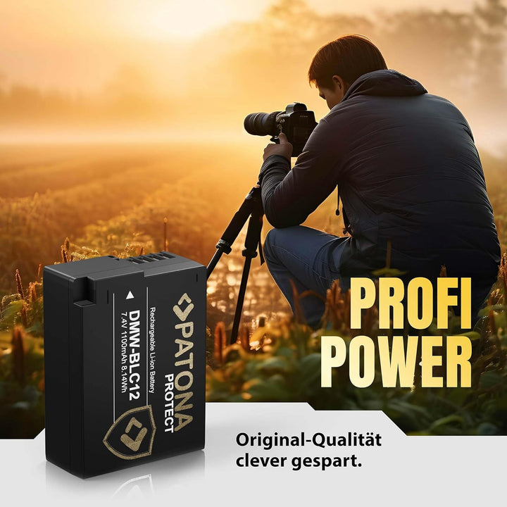 PATONA Protect DMW-BLC12 E Kamera Akku (1100mAh) mit NTC Sensor und V1 Gehäuse - Kompatibel mit Lumi