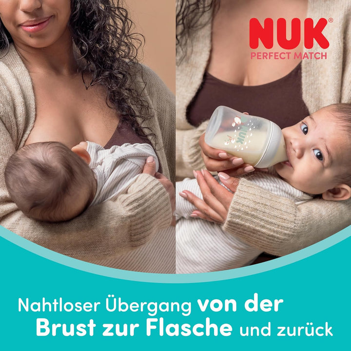NUK Perfect Match Babyflaschenset | Ab 3 Monate | Passt sich dem Baby an |Temperature Control | Anti