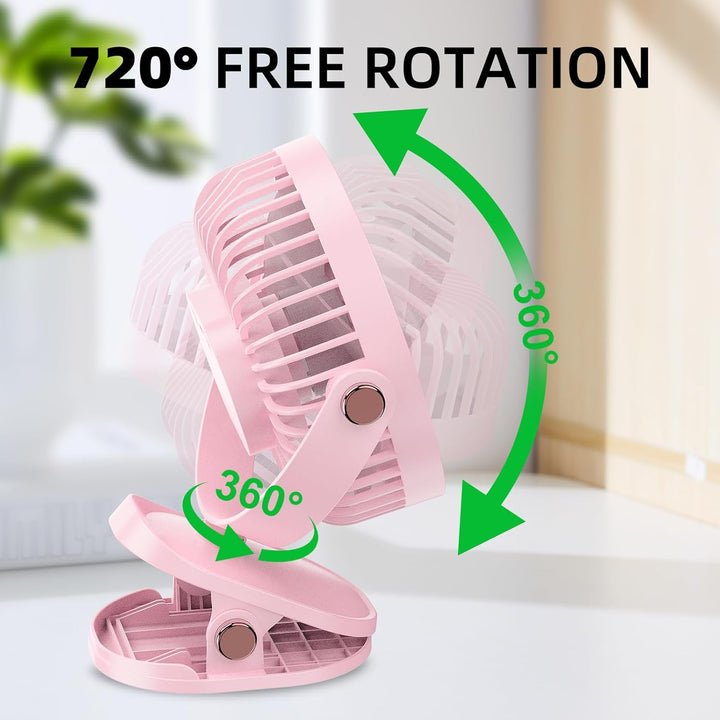 Clip Ventilator Klein Tischventilator USB Ventilator Leise, 5000mAh Mini Ventilator USB-Ventilatoren