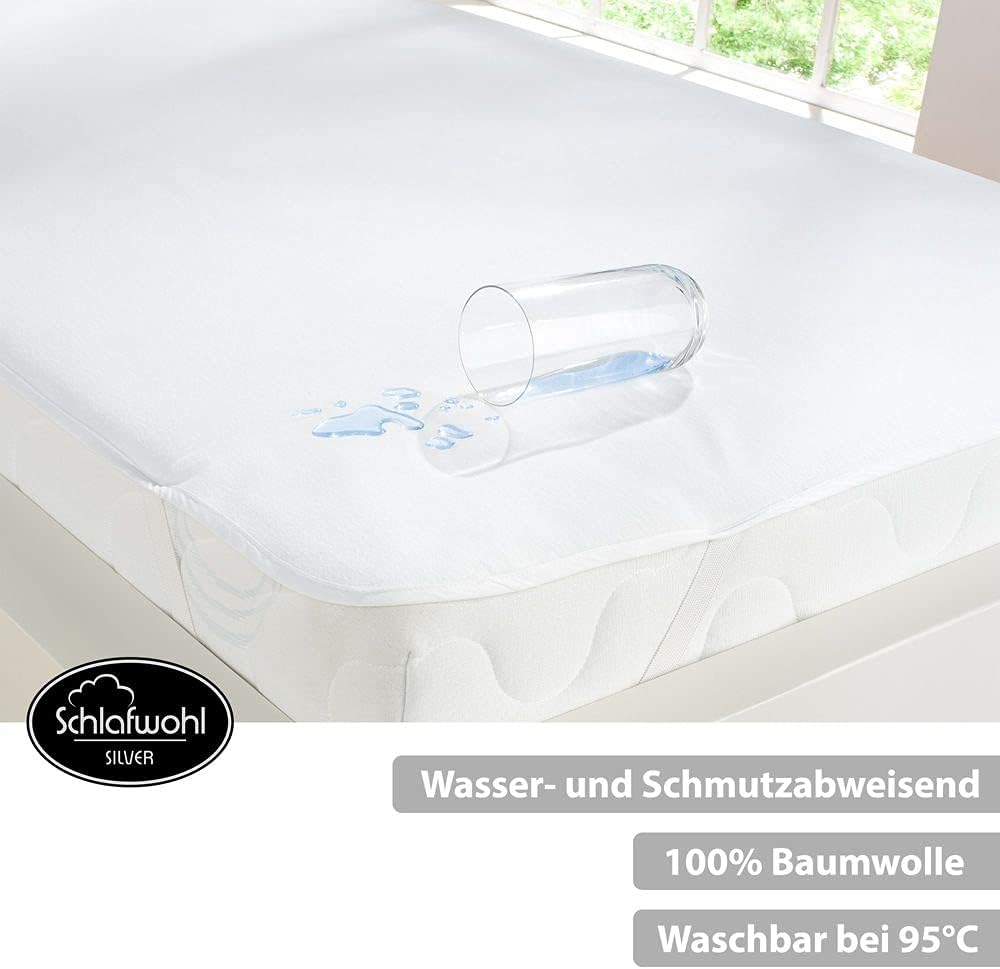 SCHLAFWOHL SILVER Wasserdichter Matratzenschoner • Matratzenschutz • Topper 90 x 200 cm •Zer