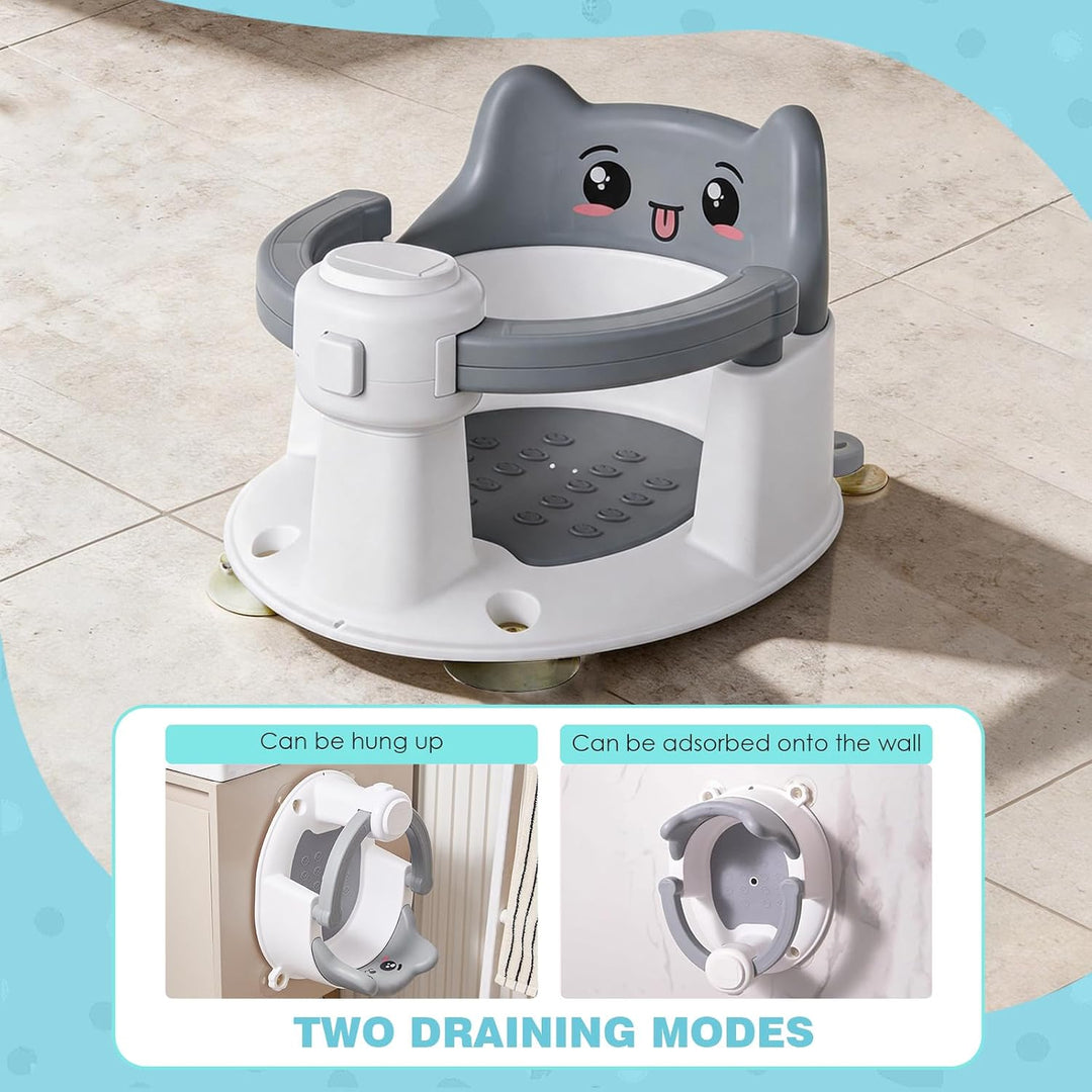 Baby Badewannensitz ab 6 Monate, Rutschfester Badesitz mit Saugnäpfen, Sicherer Sitz für Badewanne &