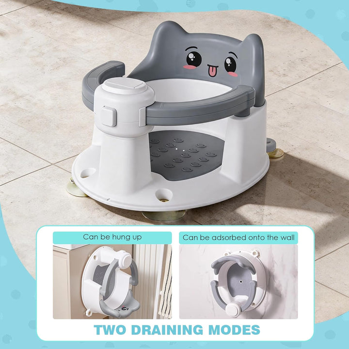 Baby Badewannensitz ab 6 Monate, Rutschfester Badesitz mit Saugnäpfen, Sicherer Sitz für Badewanne &