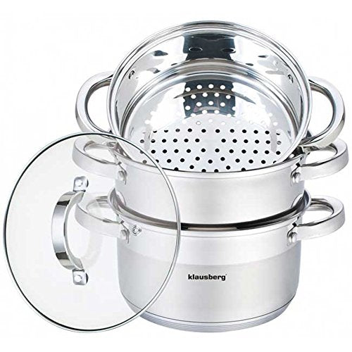 Mantowarka Dampfkocher 24cm Set Induktion Kochtopf Dampfgarer Glasdeck 4 Elemente KB-7145