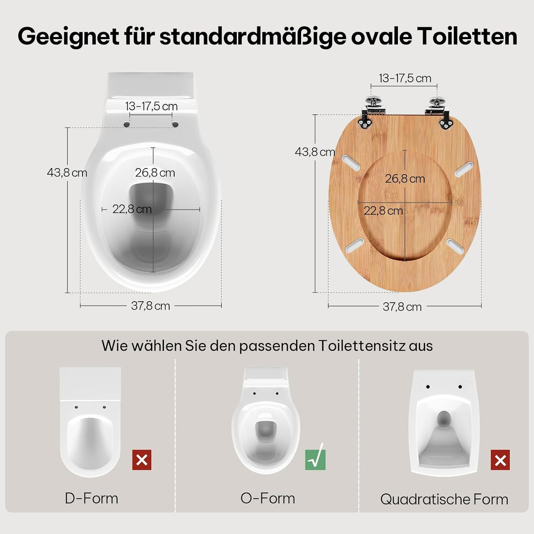 eSituro WC Sitz mit Absenkautomatik,Antibakterieller Stabile Toilettendeckel für Badinstallationen,M