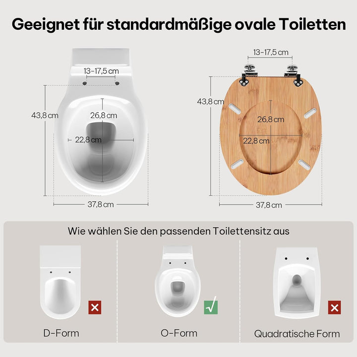 eSituro WC Sitz mit Absenkautomatik,Antibakterieller Stabile Toilettendeckel für Badinstallationen,M