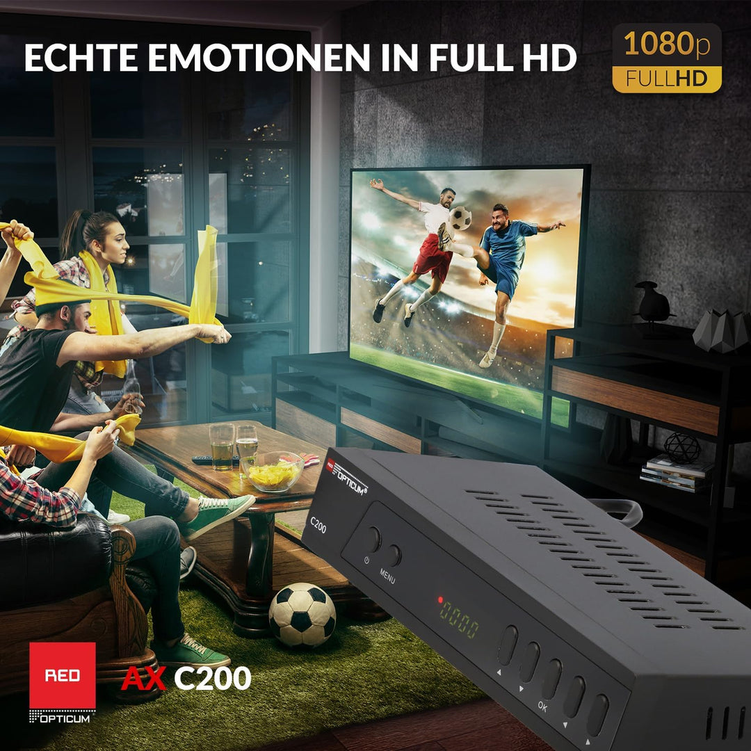 RED OPTICUM C200 HD Kabelreceiver I Digitaler Kabel-Receiver HD mit LED-Display - EPG - HDMI - USB -