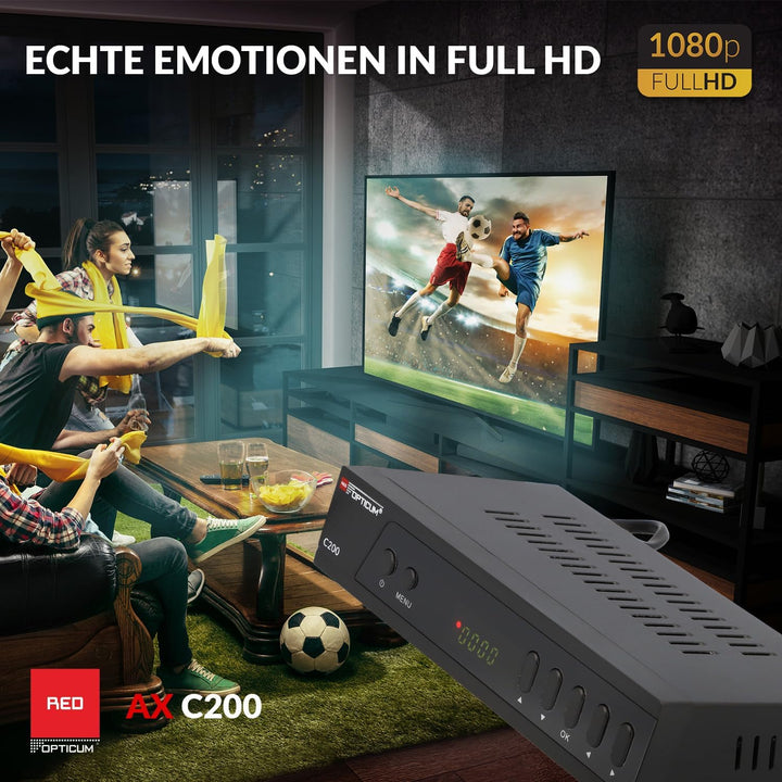 RED OPTICUM C200 HD Kabelreceiver I Digitaler Kabel-Receiver HD mit LED-Display - EPG - HDMI - USB -