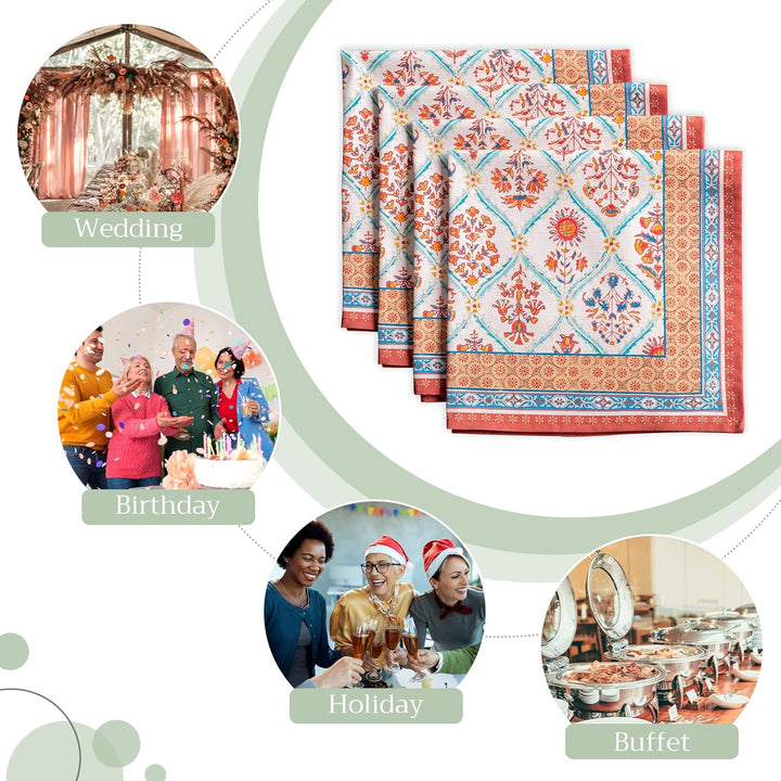 Maison d' Hermine Stoffservietten 4er Set aus 100% Baumwolle Wiederverwendbare Stoffservietten Weihn