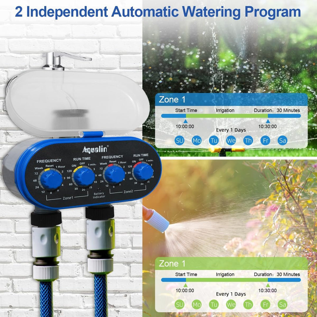 Bewässerungsuhr mit Zwei Auslässen Garten Bewässerungscomputer Wasser Zeitschaltuhr Blau/Kein Bildsc