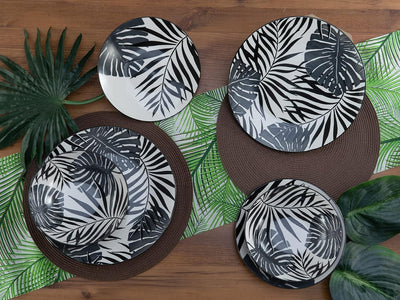 CreaTable, 25861, Serie TROPICANA black, Geschirrset, Teller Set 12 teilig Teller Set 12 teilig Schw