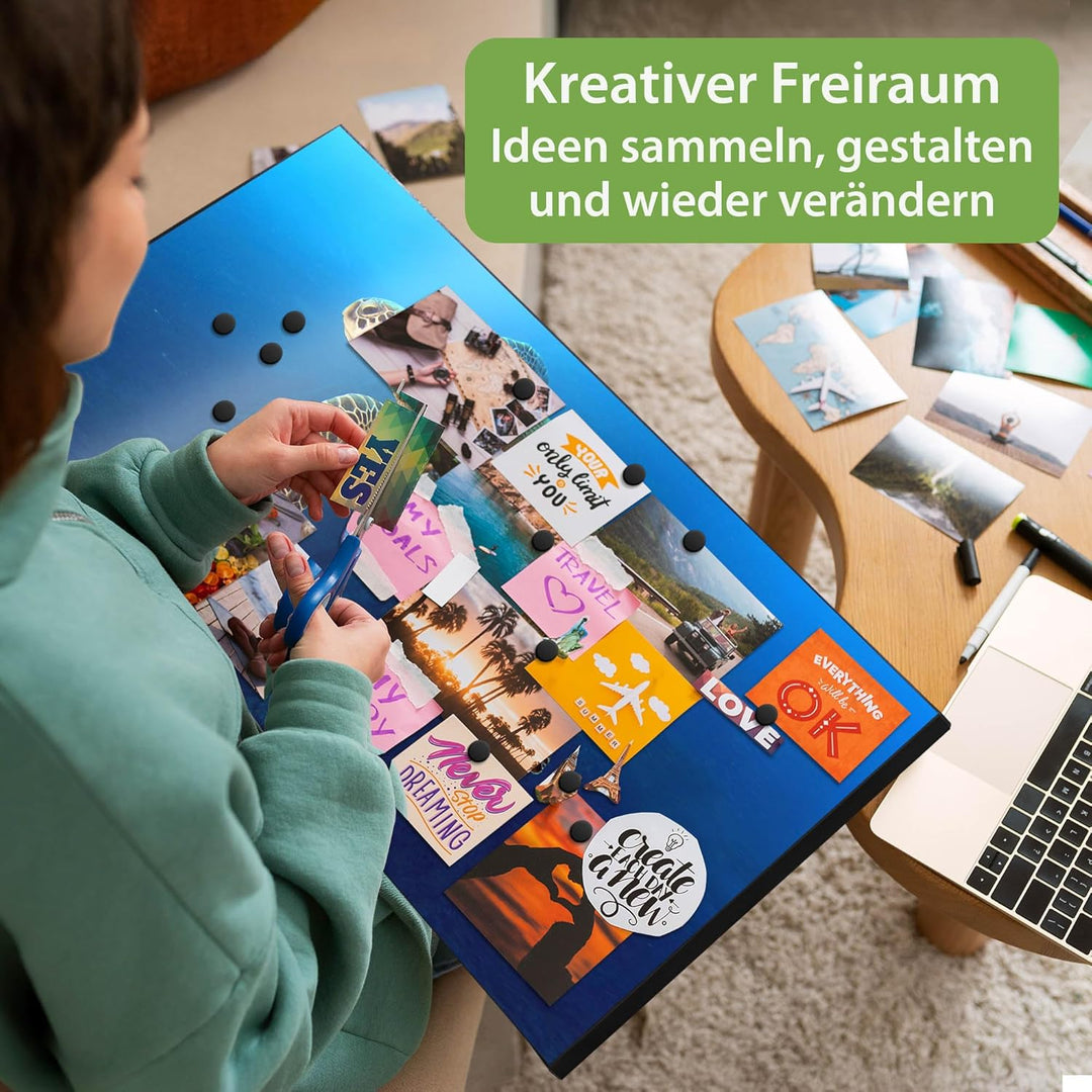 banjado Magnettafel schwarz 78 x 37cm / Magnetwand Metall/Magnetpinnwand als Memoboard/Pinnwand Magn