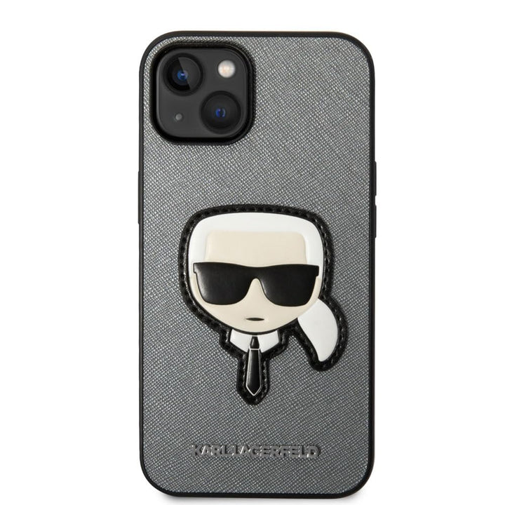 KARL LAGERFELD KLHCP14SSAPKHG hülle für iPhone 14 6,1" Silber/Silver hardcase Saffiano Karl`s Head P