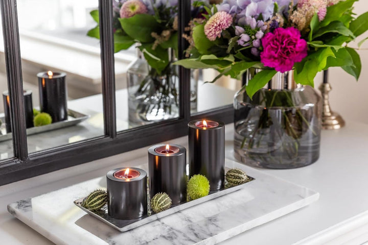 EDZARD 3er Set Teelichthalter Dauerkerze Cornelius Schwarz (Ø 6cm, Höhen 6, 8 und 10 cm) hitzebestän