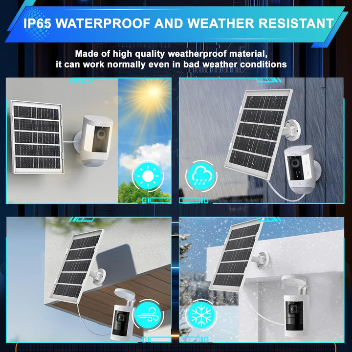Solarpanel für Ring Kameras – 5V7W Solarmodul mit 4m Kabel, Kompatibel mit Ring Stick Up Cam Pro/Spo