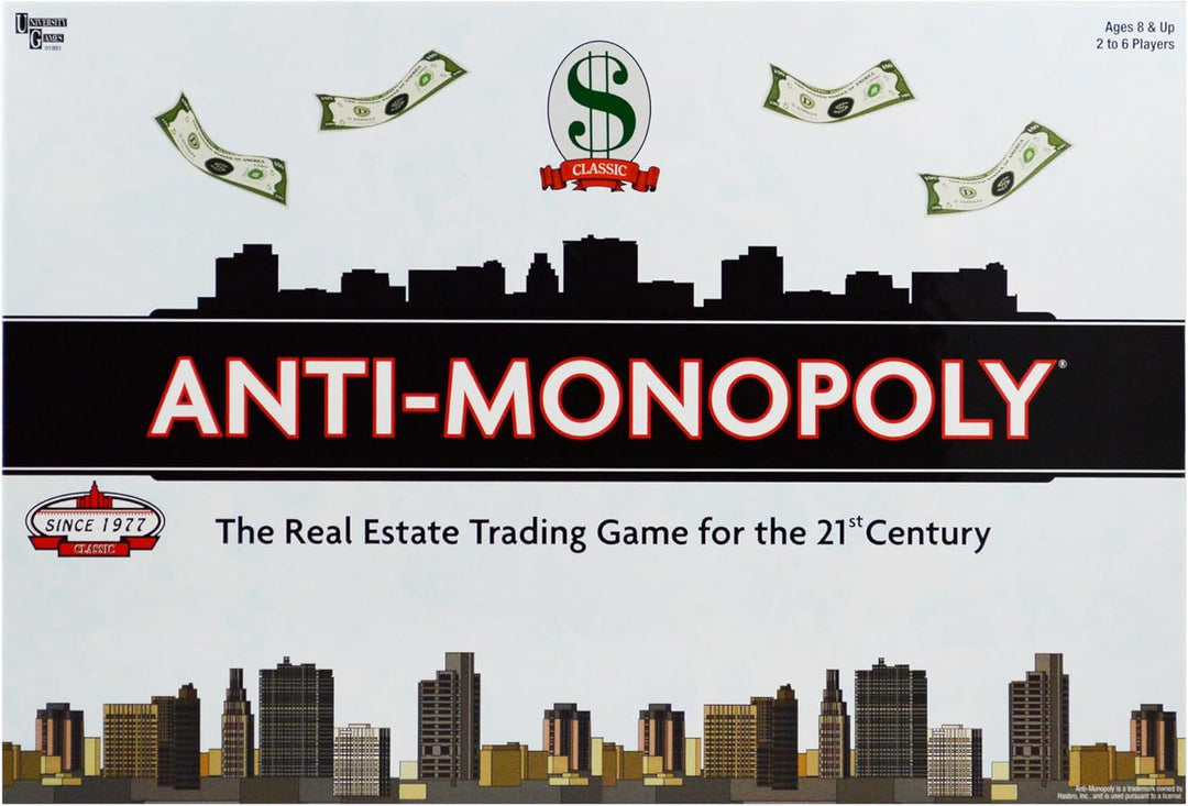 University Games P01851 Anti-Monopoly Board Game, 15 x 10.5 x 2.25 inches