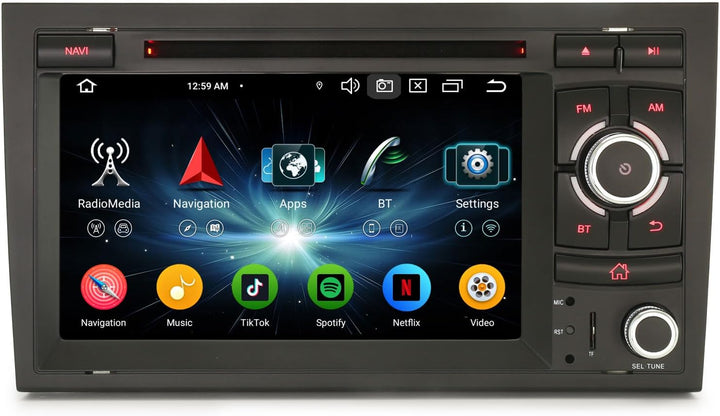 Erisin Android 14 8-Kern 4GB+64GB Autoradio Bluetooth GPS Navi für Audi A4 S4 RS4 8E B9 B7 Seat Exeo