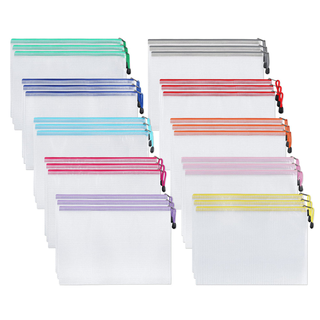 Yoassi Dokumententasche A6, 40 Stücke Mesh Kunststoff Reissverschlusstasche, A6 Datei Taschen mit Re