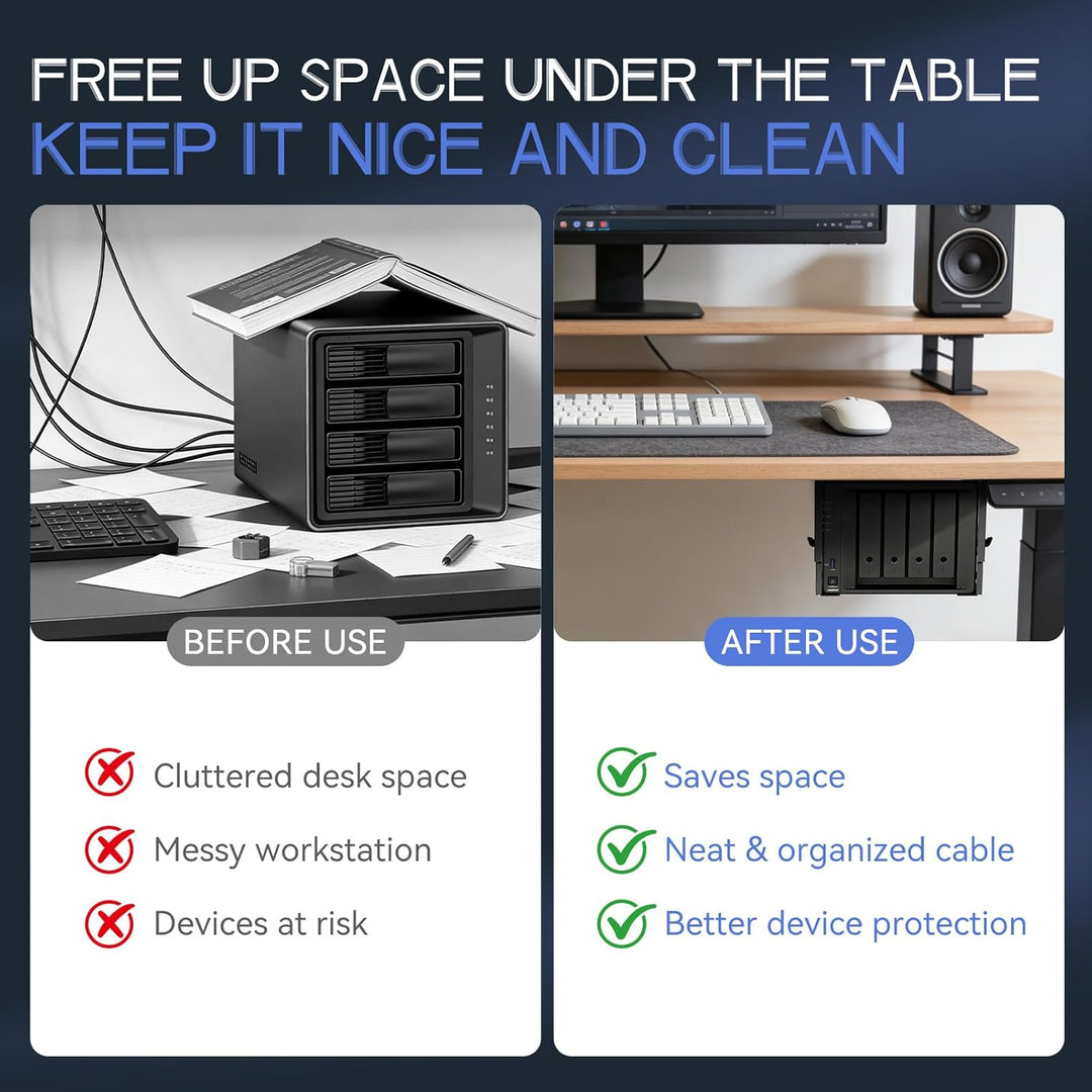 Mini-PC-Halterung für unter den Schreibtisch, höhen- und breitenverstellbare CPU/NAS-Halterung für M