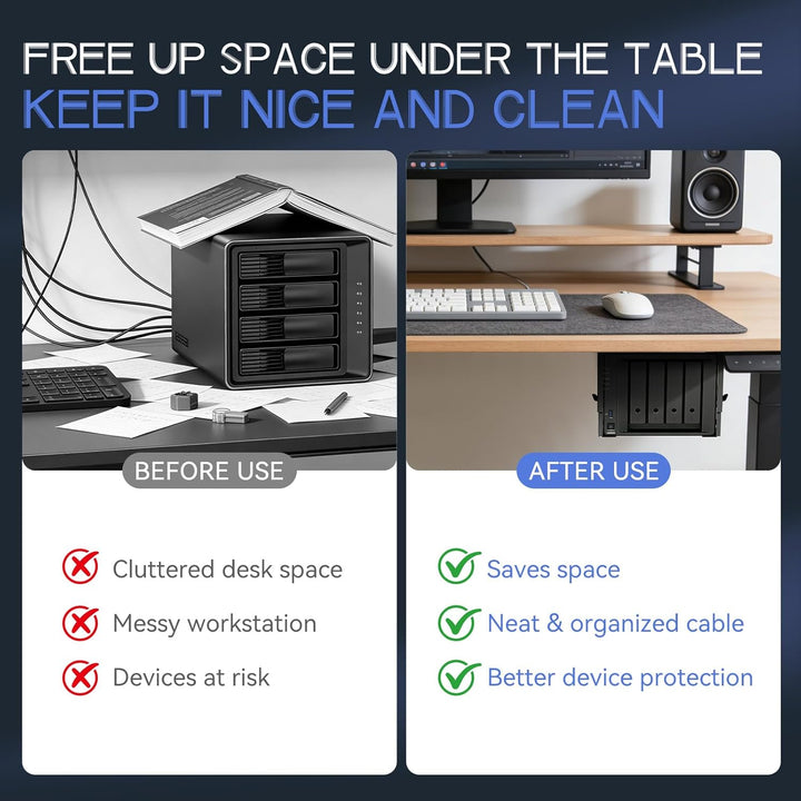 Mini-PC-Halterung für unter den Schreibtisch, höhen- und breitenverstellbare CPU/NAS-Halterung für M