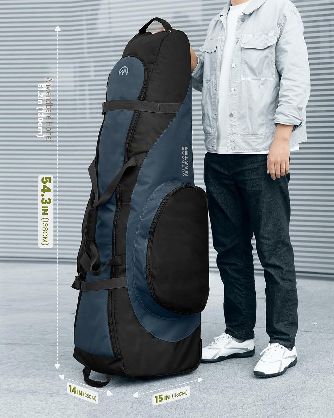 OutdoorMaster Gepolstert Golf Reisetasche mit Verstärkte Räder, 900D Heavy Duty Oxford Abriebfestigk