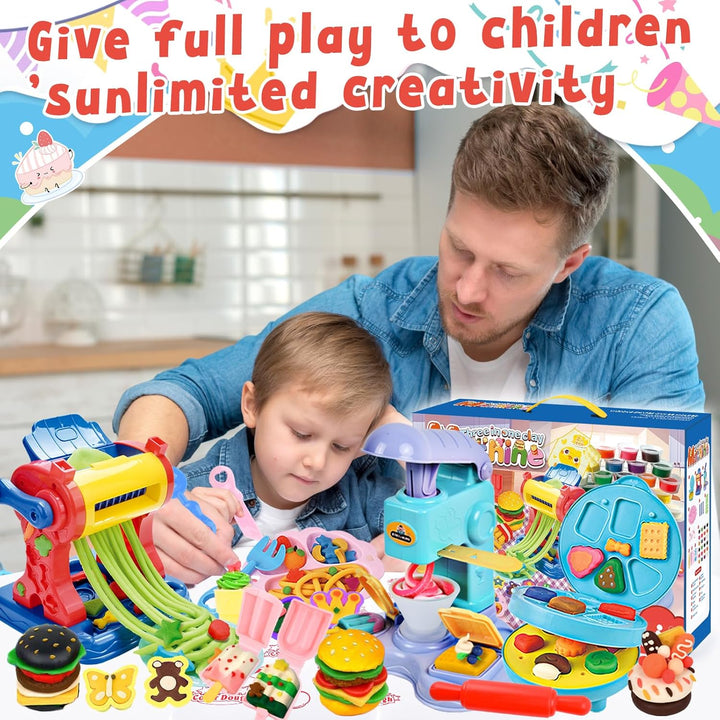 Knete Set Knetwerkzeug für Kinder, Knete Dough Set für Kinder,Kitchen Creations Eismaschine Burgerma