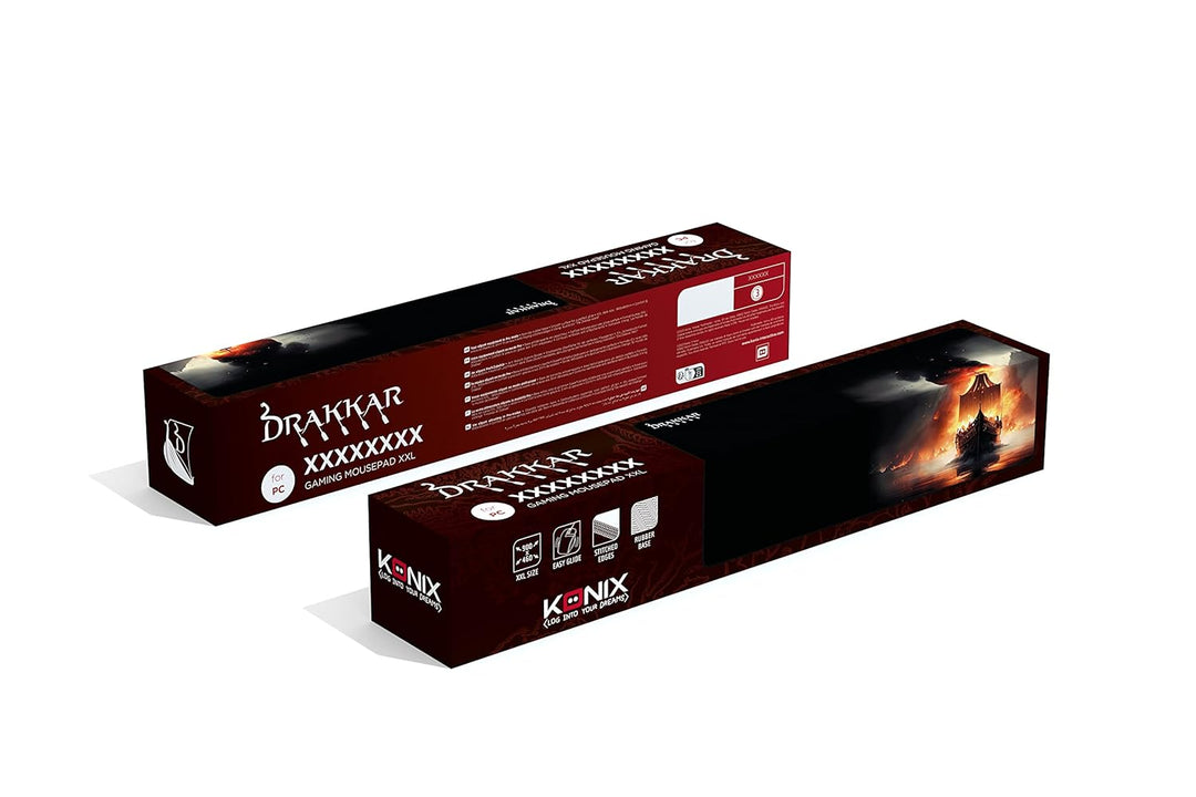 Konix Drakkar Gaming-Mauspad Heidrun XXL 90 x 46 cm - rutschfeste Gummiunterlage - Wikinger-Motiv Dr