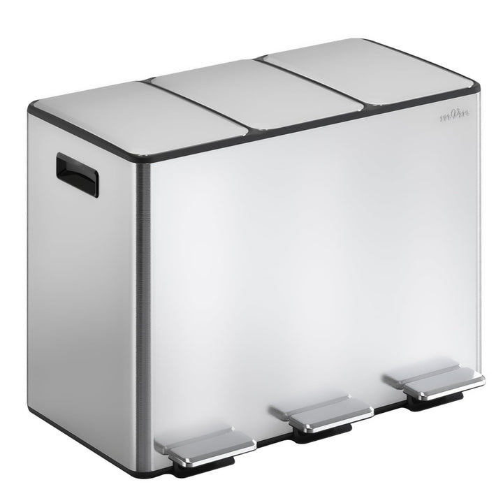 mVm Mülleimer Küche,45 Liter Treteimer,3 x 15 Liter Treteimer, 3 Fächer, Mülltrennsystem, Abfalleime