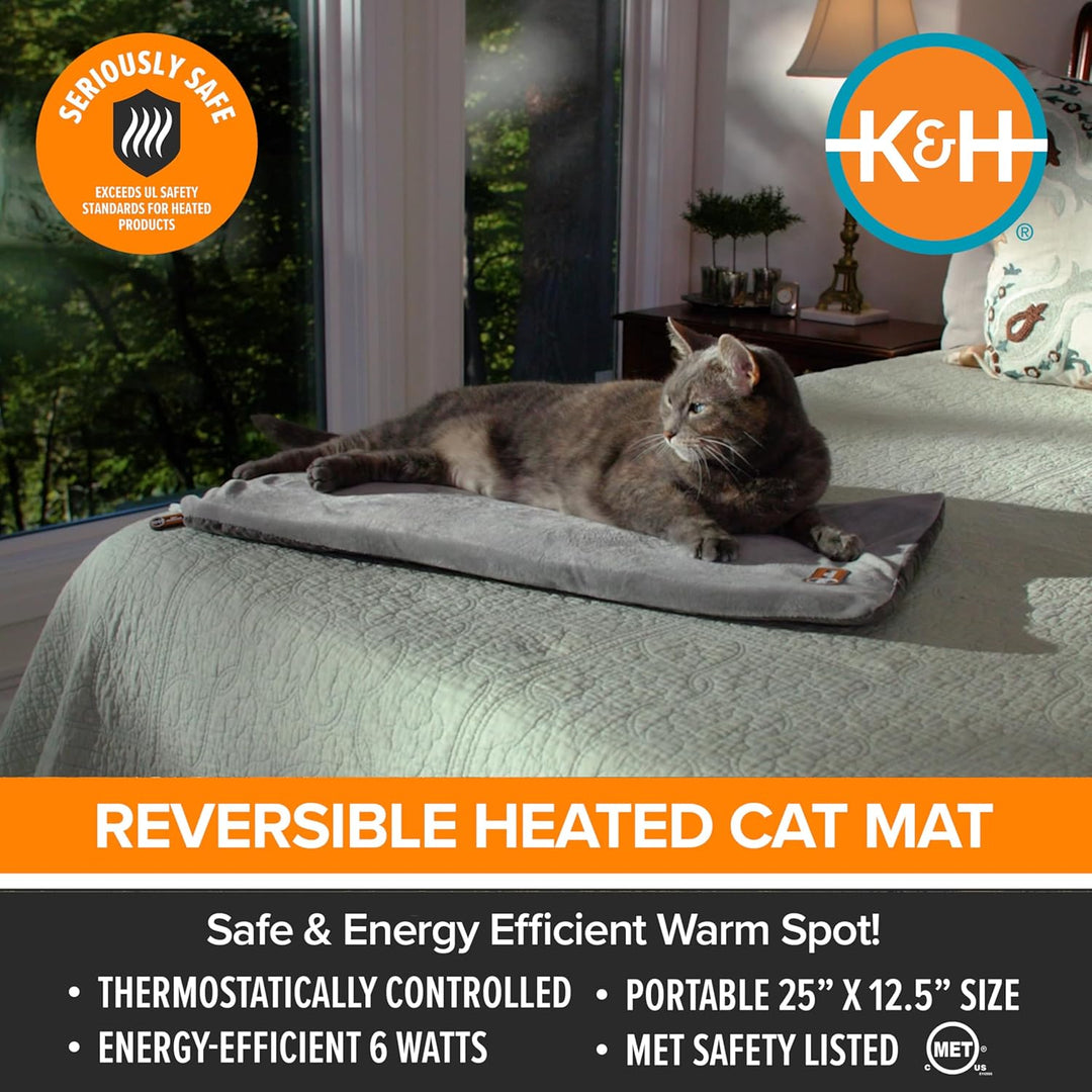 K&amp;H PET PRODUCTS Thermo-Kitty Heizmatte für Haustiere, 31,8 x 63,5 cm, Grau, grau