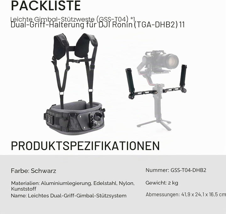 Tilta Dual Handle Gimbal Support Leichtes Gimbal-Stützsystem mit Zwei Griffen,kompatibel mit DJI RS