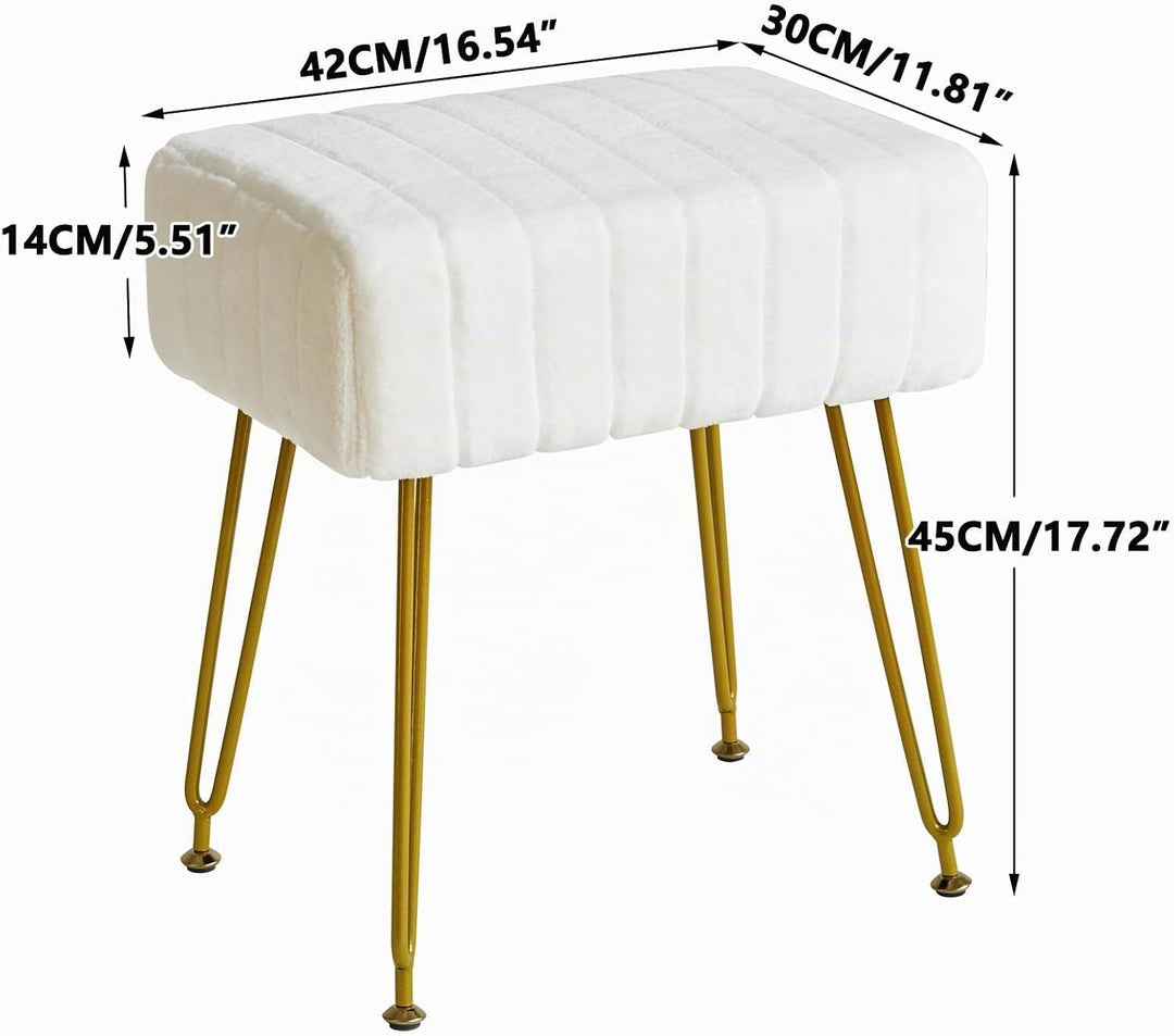 IBUYKE Velvet Rechteckiger Fussstützenstuhl Ottoman, Make-up Eitelkeits Hocker Beistelltisch, Samt S