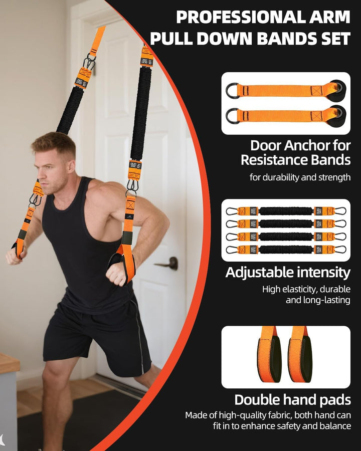 Abahub Trizeps Band Set mit Türanker Verstellbar Tricep Pull Down Fitnessband für Zuhause, Armtraini