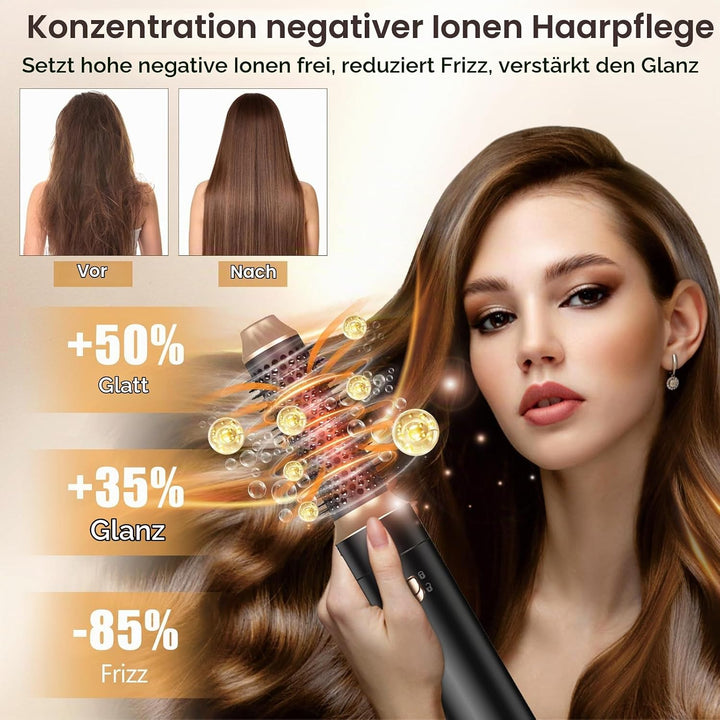 Journeyside 5-in-1 Airstyler Set 1000W, Professioneller Warmluftbürste mit Lockenstab&amp;Glätteisen, Mu
