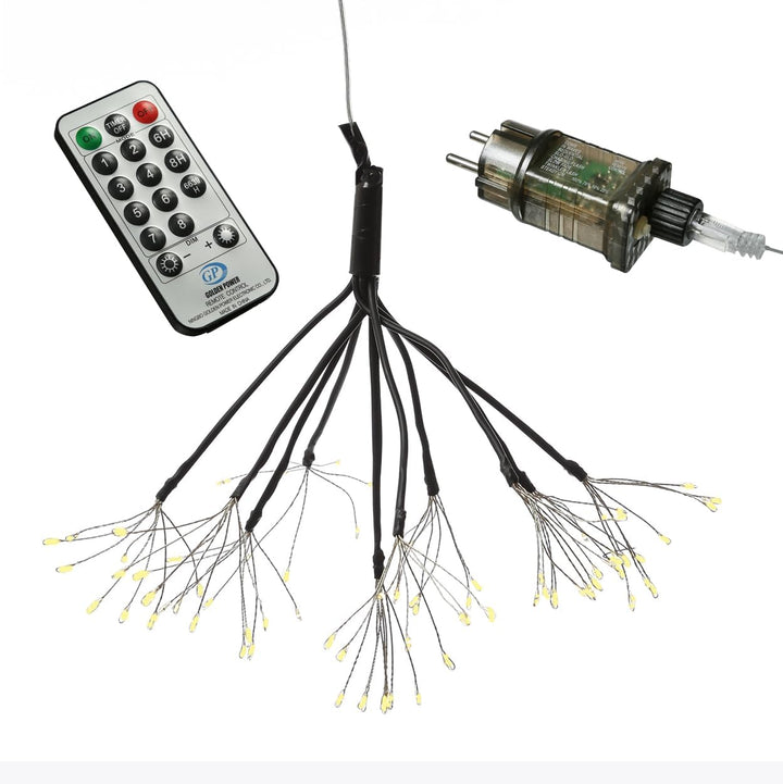 LED Feuerwerk Leuchte hängender Polarstern Pusteblume Firework 100 LED 25cm 8 Modi Fernbedienung für