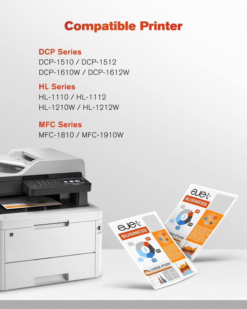 ejet Kompatibel Tonerkartusche als Ersatz für Brother TN-1050 TN1050 DCP-1510 DCP-1612W DCP-1610W DC