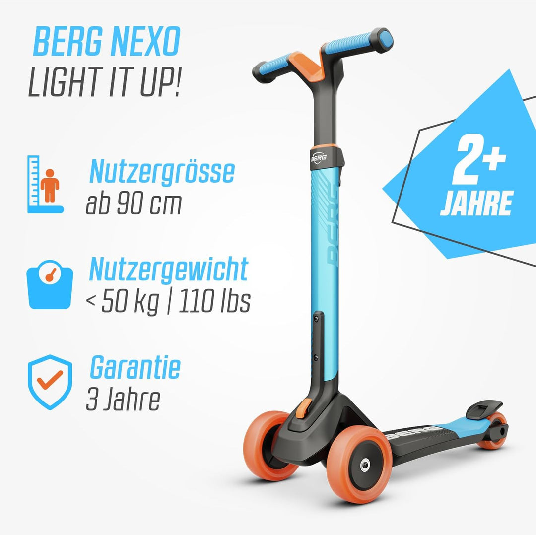 BERG Nexo Kinderroller Kinderscooter faltbar ab 2 Jahre | Höhenverstellbarer Tretroller Scooter | Dr