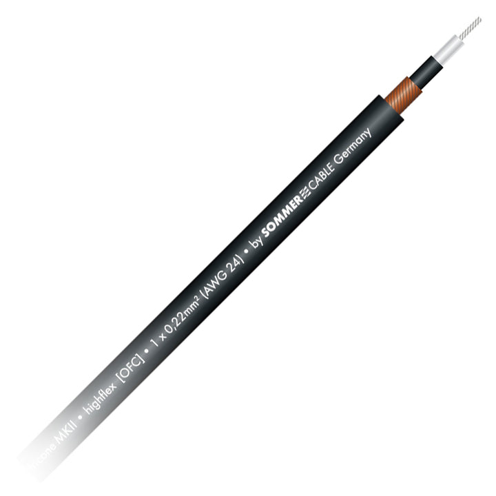 SOMMER CABLE 25m Tricone® MKII 1x 0,22 mm² OFC Gitarren- Instrumentenkabel - 300-0021 25m Schwarz, 2