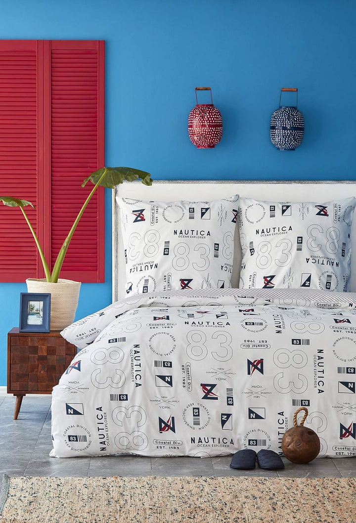Nautica Home Discovery BETTWÄSCHE Set 100% Baumwolle 155X220 + 80X80 Kissenbezug, 155x220