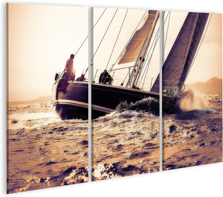 islandburner Bild auf Leinwand Segelboot Segeln Auf Sonnenuntergang Wandbild Poster Kunstdruck Bilde