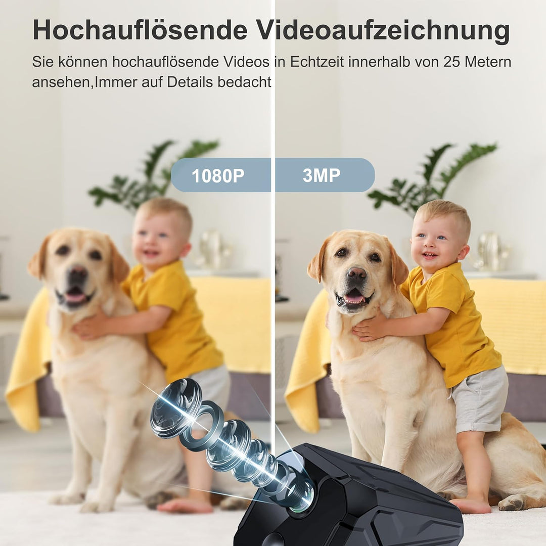 ZHENHAN Mini Kamera,2.4 GHz WLAN Überwachungskamera Innen Akku mit Nachtsicht, Kamera überwachung in
