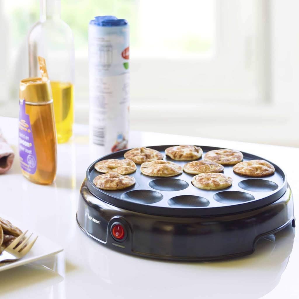 Bestron Poffertjes Maker im Retro Design, Mini Pfannkuchen Automat, mit Antihaftbeschichtung, Sweet