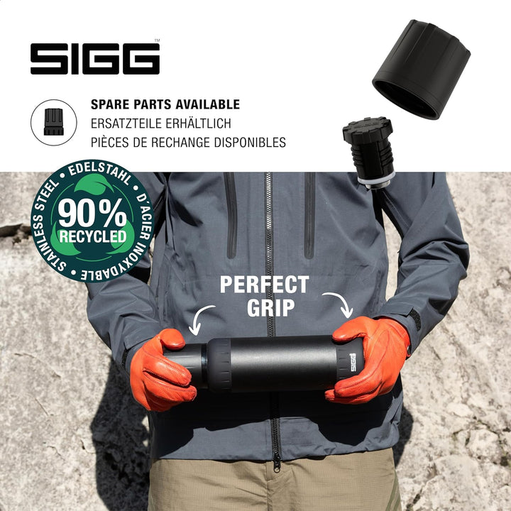 SIGG – Isolierte Trinkflasche – Thermosflasche Alpine Star Brushed, mit Becher – 15 St. Heiss, 56 St