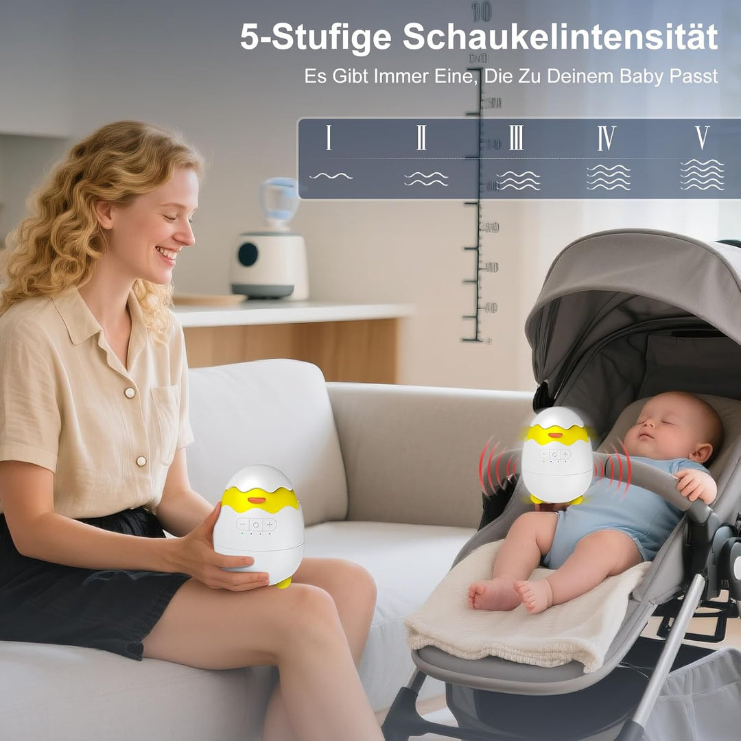 Robofun Kinderwagenschaukler - Das Original Schlafhilfe für Babys, 5 Einstellbare Schaukelintensität