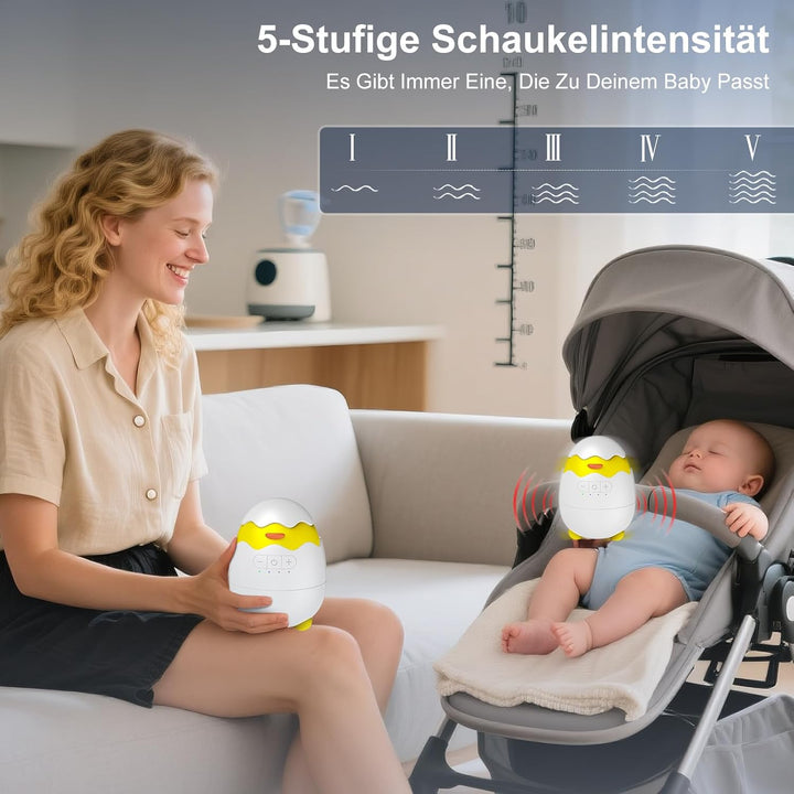 Robofun Kinderwagenschaukler - Das Original Schlafhilfe für Babys, 5 Einstellbare Schaukelintensität