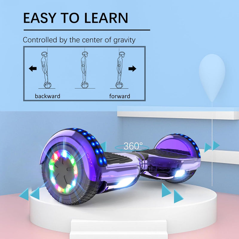 RCB Hoverboards 6,5 Zoll Skateboard Kinder und Jugendliche Hoverboards mit Bluetooth - Led Licht Seg