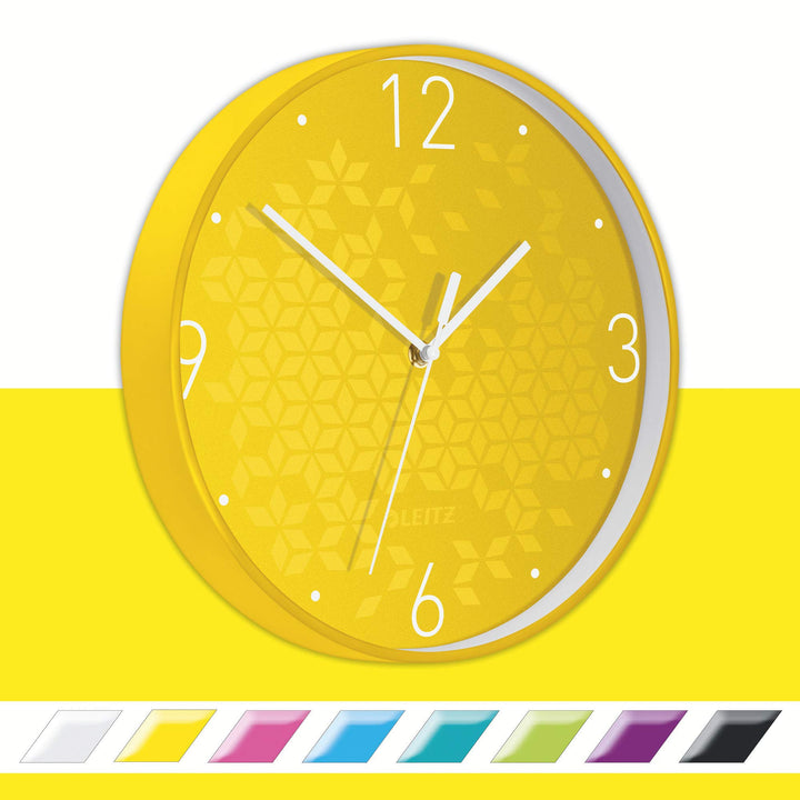 Leitz Wanduhr WOW, Gelb, 32.5 x 31.1 cm WOW Gelb, WOW Gelb
