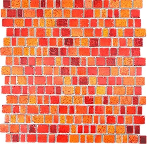 Transparentes Crystal Mosaik Glasmosaik rot Wand Küche Bad Fliesenspiegel|85-0009_f|10 Mosaikmatten