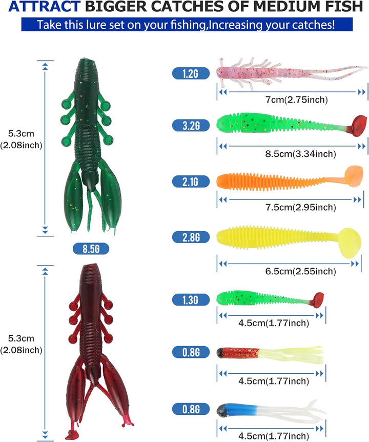 Fischköder Kunstköder Set, Angelköder Meer Wobbler Gummifisch Minnow Crankbait Barsch Forelle Hecht