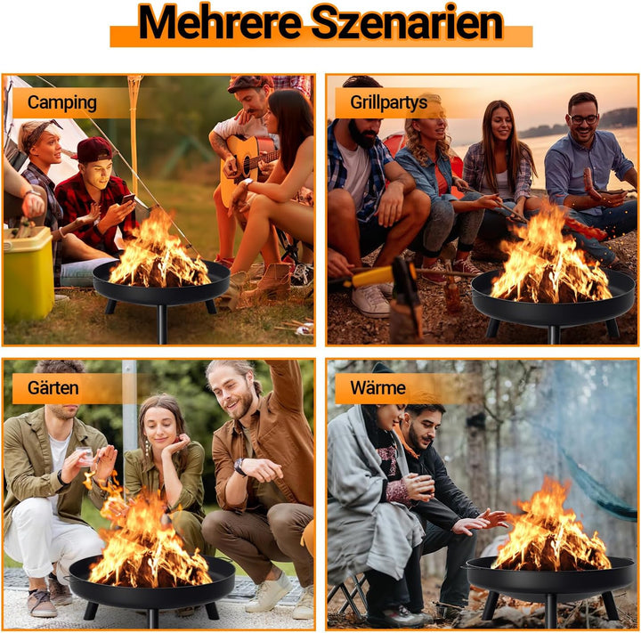 Feuerschale, 75 cm Durchmesser, mit 2 Griffen und 3 Standbeinen Ø 75 cm, Ø 75 cm