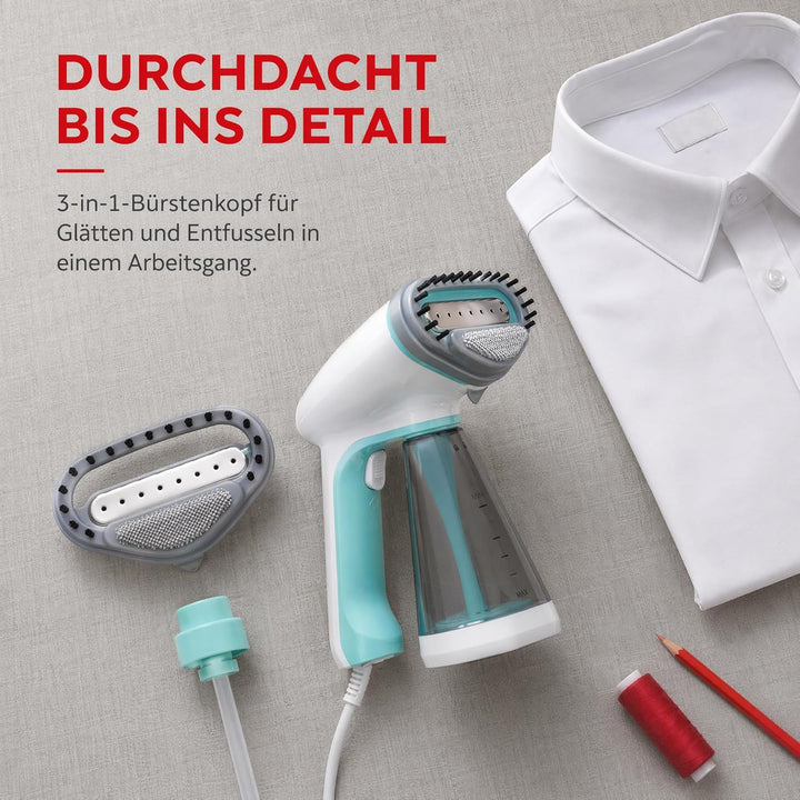 Trisa Dampfbürste - 1500W, 35g/min Dampfleistung Handdampfbügler, 260ml Wassertank, Schnellaufheizun