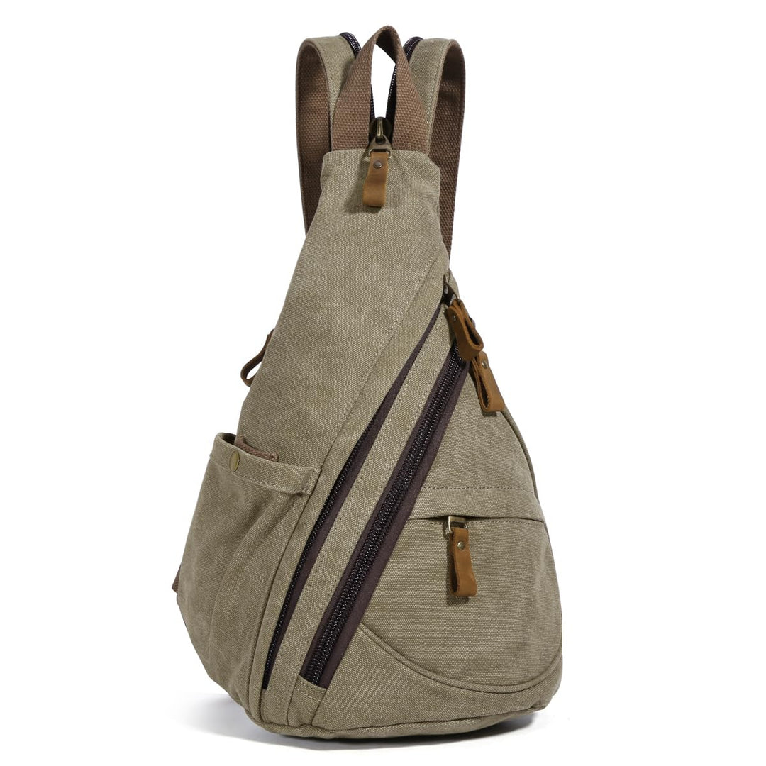KL928 Canvas Sling Bag Rucksack Damen und Herren – Schulterrucksack Umhängetasche Crossbag Verstellb